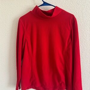 Lands End Classic Red Turtleneck Women's Fleece Sweater size XL Office